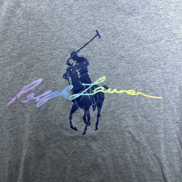 Polo Ralph Lauren Mens Small Gray Tee Shirt Holographic Logo Horse 100%‎ Cotton - Picture 3 of 9